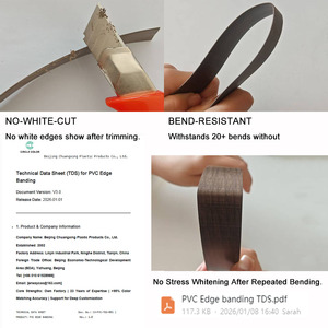 شرائط بلاستيكية مقاومة للماء بيضاء اللون من <span class=keywords><strong>PVC</strong></span> لتزيين حواف ألواح MDF والميلامين، سهلة التركيب، بسمك 1 مم و2 مم، ذات لمعان عالي. - Product Image 6