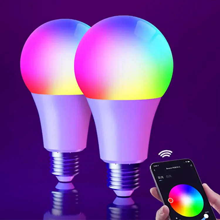 Smart Led Light Bluetooth Tuya Control RGB Dimmable Alexa Smart Wifi Bulb Light B22 E27 E26 10w Led Smart Bulb Alexa Lamp