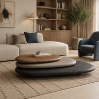 Table basse rotative Evelyn en bois de noyer pour salon, mobilier simple et créatif, table à thé pour recevoir des invités