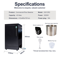 Cuiseur à riz carré professionnel 40L, cuve intérieure en acier inoxydable 304, cuiseur vapeur électrique avec spatule pour usage domestique et restaurant, 3200W