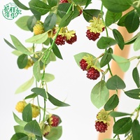 Canne à framboise artificielle réaliste rouge de 105 cm avec épines détaillées pour les arrangements de décoration de jardin et d'intérieur