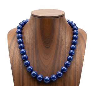 Cuentas de Piedra Aguamarina Natural en Forma de Bola, Hechas a Mano, de 22 Pulgadas, Chapadas en Rodio Imitación Plata Tibetana, para Mujer - Product Image 1