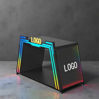 Console DJ mobile moderne avec éclairage LED RGB, mobilier de bar écologique résistant à l'eau pour les boîtes de nuit, les restaurants et les espaces commerciaux