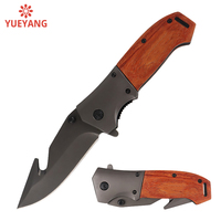 YUEYANG Bestes Taschenmesser 2025 Holzgriff Outdoor Camping Klappmesser Jagd Taktisches Überlebensmesser mit Personalisierung