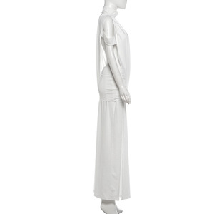 Vestido Largo Maxi Casual <span class=keywords><strong>Blanco</strong></span> con Cuello Halter y Aberturas para Mujer, Novedad 2026, Elegante Vestido de Verano para Damas - Product Image 5