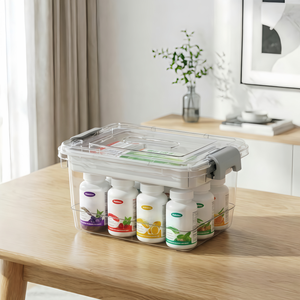 Caja de Almacenamiento de Plástico Transparente con Asa, Caja de Almacenamiento de Dos Niveles para Artículos del Hogar, Medicamentos, Herramientas, Cosméticos - Product Image 6