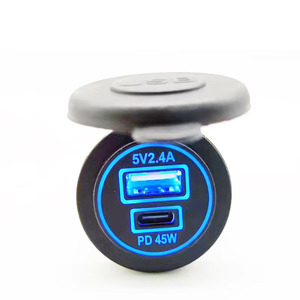 Meilleur chargeur de voiture 45W PD USB C <span class=keywords><strong>charge</strong></span> rapide <span class=keywords><strong>5V</strong></span> 2.4A <span class=keywords><strong>DC</strong></span> 12-24V Compatible Tesla Truck RV Marine Boat Motorcycle - Product Image 1