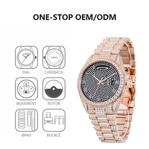 18 Ayar Altın Saat Lüks İş Adamları Saati CNC CZ Elmaslarla Kaplı Saatler ODM OEM - Product Image 4