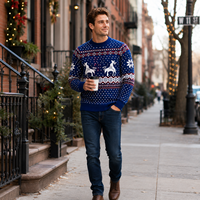 Pull en coton 100 % à manches longues et col rond imprimé Noël pour homme, respirant, anti-rétrécissement, séchage rapide – Collection Automne Hiver (Vente en gros)
