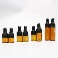 Flacon compte-gouttes vide en verre transparent ambré, mini, petit, 1ml, 2ml, 3ml, 5ml, pour échantillons d'huiles essentielles