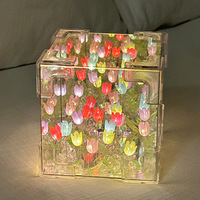 Lampe miroir cube tulipe DIY, lumières nocturnes miroir tulipe, ornements de chambre à coucher, cadeau créatif pour un ami, anniversaire