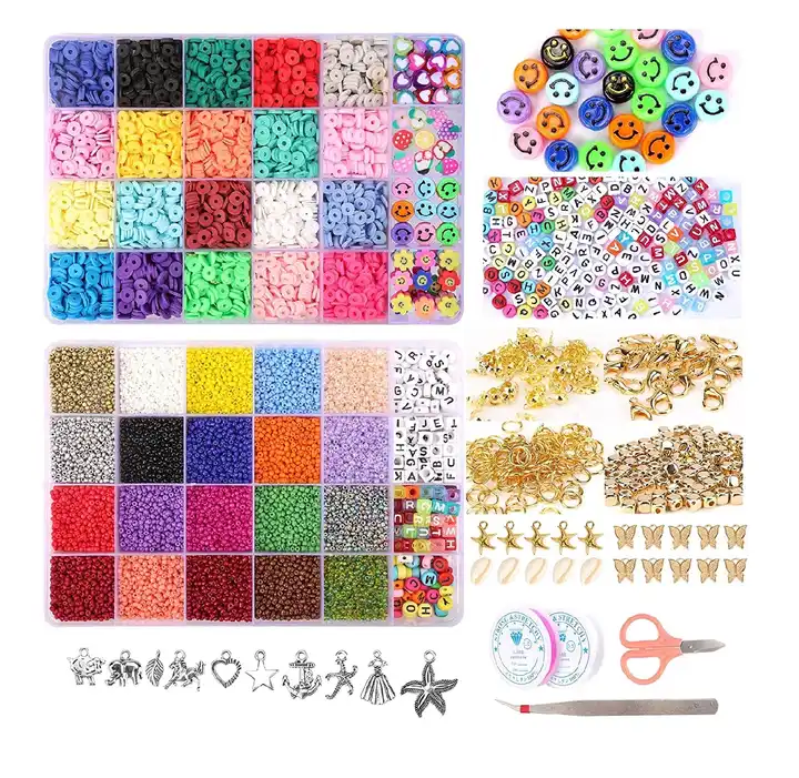 1Set 6mm Clay Beads for Bracelets Making, Clay Bead Kit with Kinds