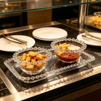 Ensemble de 3 bols à dessert en verre transparent texturé, bord perlé, petits bols de service pour la crème glacée, les salades de fruits, les puddings et les collations de fête