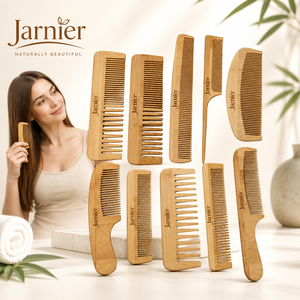Spazzola per capelli in bambù naturale Jarnier, spazzola ventilata per massaggio del cuoio capelluto, per districare i capelli ricci, pettine per capelli bagnati e asciutti con logo - Product Image 3