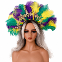 Couronne de plumes d'autruche pour spectacle de danse, déguisement de carnaval brésilien, Mardi Gras, concours de danse latine, spectacle de scène, défilé