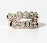 Grillz en argent sterling 925 plaqué or pour hommes et femmes, bijoux dentaires hip-hop pour rappeurs avec design croix entièrement incrusté de moissanite ronde