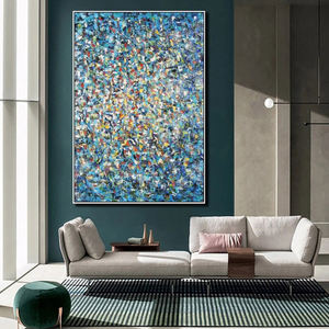 Pintura al Óleo Abstracta Azul Moderna Hecha a Mano sobre Lienzo, Diseño Simple y Desordenado, Arte <span class=keywords><strong>de</strong></span> Pared para Decoración <span class=keywords><strong>de</strong></span> Sala <span class=keywords><strong>de</strong></span> Estar, Nuevo Marco Moderno - Product Image 3