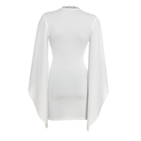 Viviblook D26DS272 Robe moulante courte à manches longues en dentelle unie décontractée pour femme, nouvelle collection automne