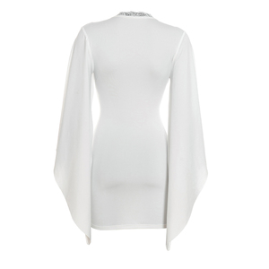 Viviblook D26DS272 Robe moulante courte à manches longues en dentelle unie décontractée pour femme, nouvelle collection automne - Product Image 5