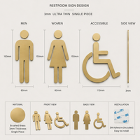 Panneau de porte ADA personnalisé en laiton brossé pour toilettes accessibles hommes femmes, idéal pour bureaux et hôtels