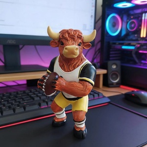 Statue de taureau de rugby des Highlands en résine, ornement sportif, idéale pour la décoration d'espaces masculins, cadeau pour les fans de rugby - Product Image 4