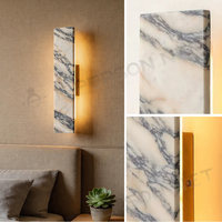 Applique murale moderne en marbre naturel, design linéaire et fin, lampe LED décorative pour chambre à coucher, chevet, hôtel, couloir