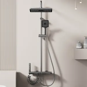 नए वातावरण लैंप शॉवर सेट राउंड बाथरूम स्नान के कारण डिजिटल डिस्प्ले शौचालय दबाव वाली शॉवर