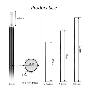 Aluminum <b>Tent</b> Poles 25mm Diameter 225cm Length 1.5mm Wall Thickness 6061 Alloy 5 Sections - Product Image 2