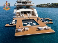 Plateforme flottante modulaire gonflable de luxe avec piscine marine et quai pour jet ski pour extension de yacht