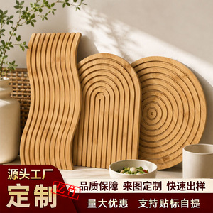 ถาดเสิร์ฟไม้ไผ่ 18-18.9 ซม. ลายคลื่นทรงกลม สำหรับเสิร์ฟชาและอาหาร - Product Image 4