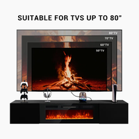 Meuble TV mural flottant de 70 pouces pour téléviseurs jusqu'à 80 pouces, console multimédia avec éclairage LED, armoire haute brillance pour salon