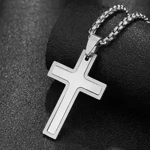 Men Woman hip hop new fashion stainless steel 18k gold plated jewelry cross trendy necklace