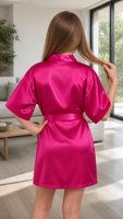 Robe en satin de couleur unie pour enfants, kimono court, peignoir pour filles, costume de fête, séance photo, vêtements de nuit, cadeau