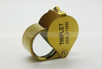 Mini Foldable Reading Magnifier 30 X 21MM Magnification Metal Loupe Golden Color