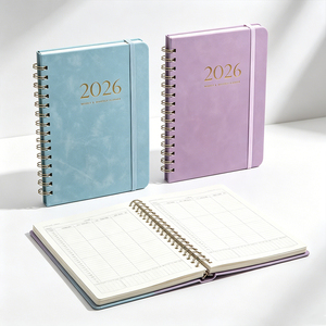 Agenda hebdomadaire et mensuel 2026, carnet à spirales, couverture en cuir PU, couverture rigide, violet bleu - Product Image 6