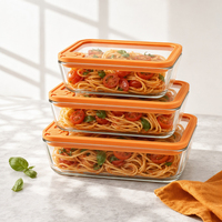 Boîte à lunch empilable en verre borosilicate trempé sans BPA, approuvée LFGB, avec couvercles étanches, compatible micro-ondes et chauffable
