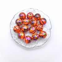 YWJC 30 Buah Per Kantong Bola Basket Berlapis UV dengan Huruf Akrilik Bulat Manik-Manik Lepas Diy Perhiasan Berkilau Gantungan Ponsel Manik-Manik Pulpen