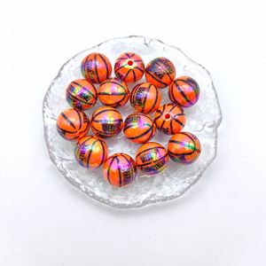 JC <span class=keywords><strong>30</strong></span> pièces par sac basket-ball plaqué UV avec <span class=keywords><strong>lettres</strong></span> acrylique perles rondes en vrac bijoux à bricoler soi-même brillant chaîne de téléphone stylo perle - Product Image 3