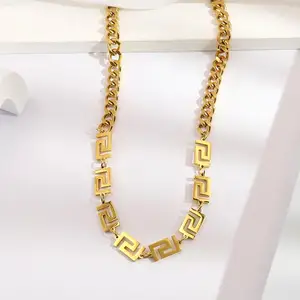 Nuevo conjunto de joyería de acero inoxidable de alta calidad para mujer, gargantilla de laberinto corto, collar, pendientes, conjunto para fiesta, regalos antiguos