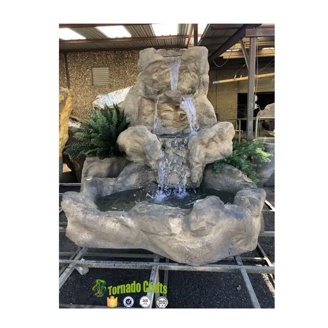 Hot Item Custom size and styles Fiberglass Large Rocky Garden Fountain