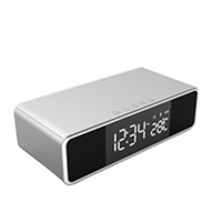Pronto per la spedizione Senza Fili di Ricarica FM Altoparlante dente Blu Digitale Radio Alarm Clock per la Camera Da Letto