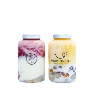 Botella de jugo de té de la leche redonda de plástico PET transparente ecológica de 450mL 500ml 650ml 16oz con tapa de aluminio para uso en fiestas al aire libre - Product Image 5