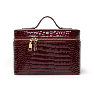 Glossy Crocodile-pattern PU <strong>Leather</strong> Makeup Tool Kits Box with Handle Luxury Cosmetics and <strong>Jewelry</strong> Organizer <strong>Travel</strong> <strong>Case</strong> - Product Image 4