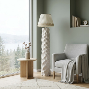 French Retro Bubble Texture Floor Lamp Minimalist Sculptural <b>Standing</b> Lamp Pleated Shade Decor Light For Home - Product Image 5