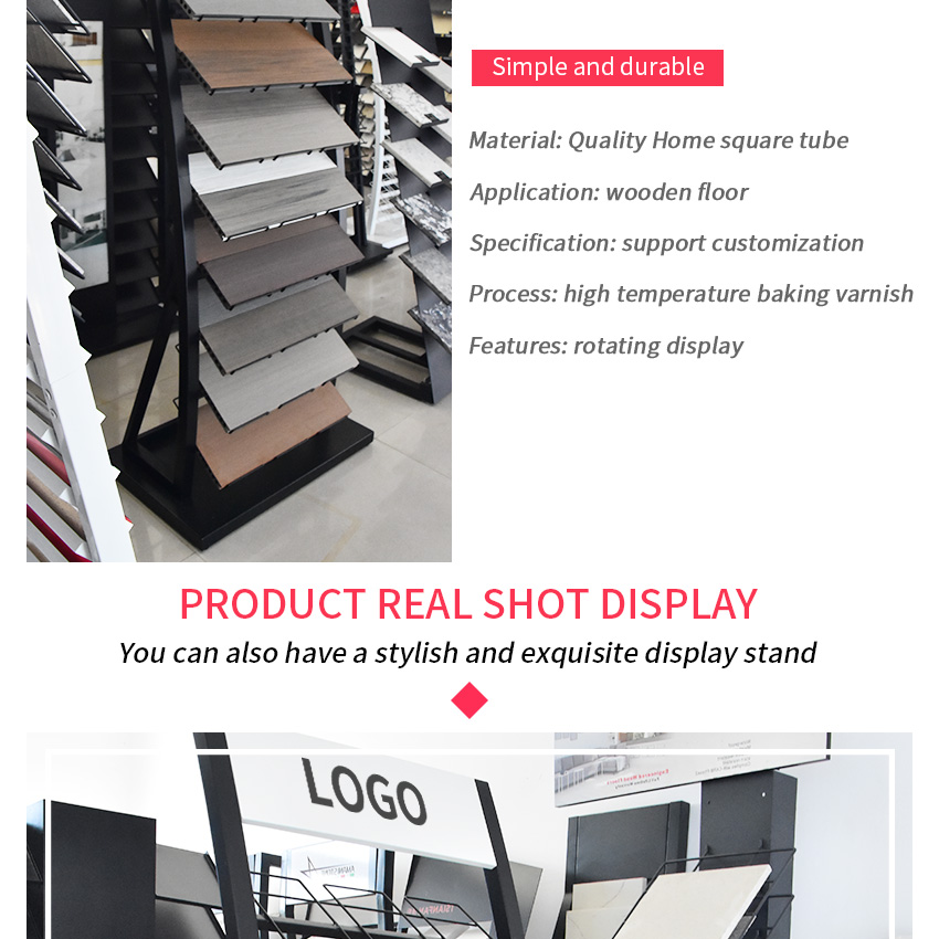 Showroom Floor Stand Parquet Shelves Factory Custom Metal Displays Stand Wood Hard Deck Oak Wooden Flooring Sample Rack Display