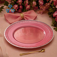 Plats de conception antique vintage de haute qualité 13 pouces en argent clair pour les événements de mariage assiettes de chargeur en verre