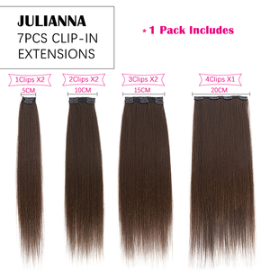 Extensions de cheveux synthétiques blondes à clips Julianna, très vendues, 24 pouces, 7 pièces, 16 clips, sans nœuds, résistantes à la chaleur, vente en gros - Product Image 3