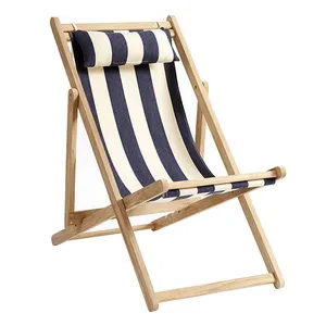 Cadeira de praia dobrável portátil, cadeira de madeira de bambu para piscina ao ar livre ajustável