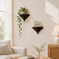 Étagère murale en bois vintage à bord festonné style ferme, à un seul niveau, pour cuisine, salle de bain et salon, support décoratif