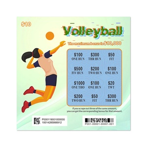 Volleyball Scratch Win Card Theme Design Offer Sample Black Core Paper Digital Printing Scratch Lottery <b>Ticket</b> - Product Image 2